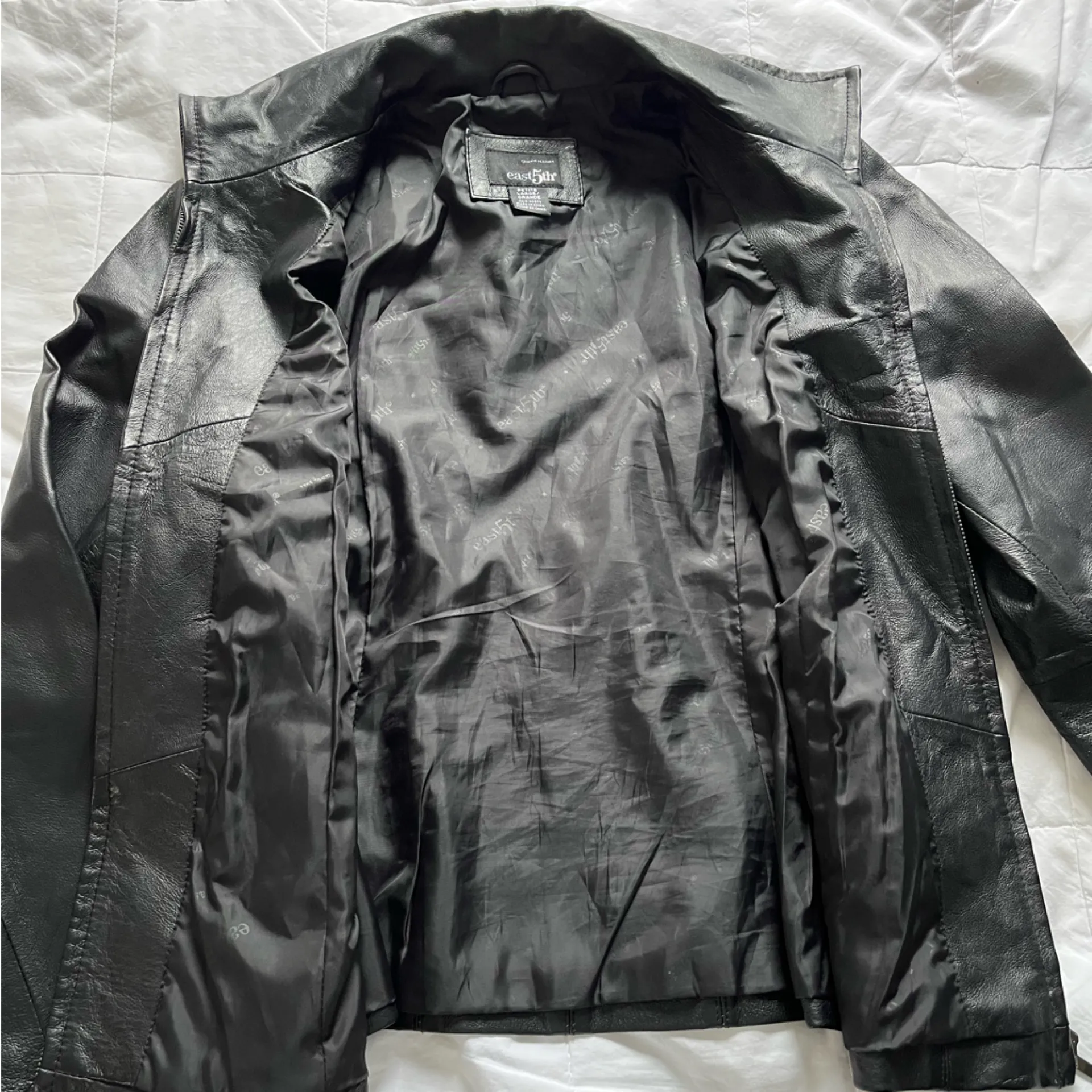 Women’s East 5th Black Leather Jacket size medium petite - Image 14