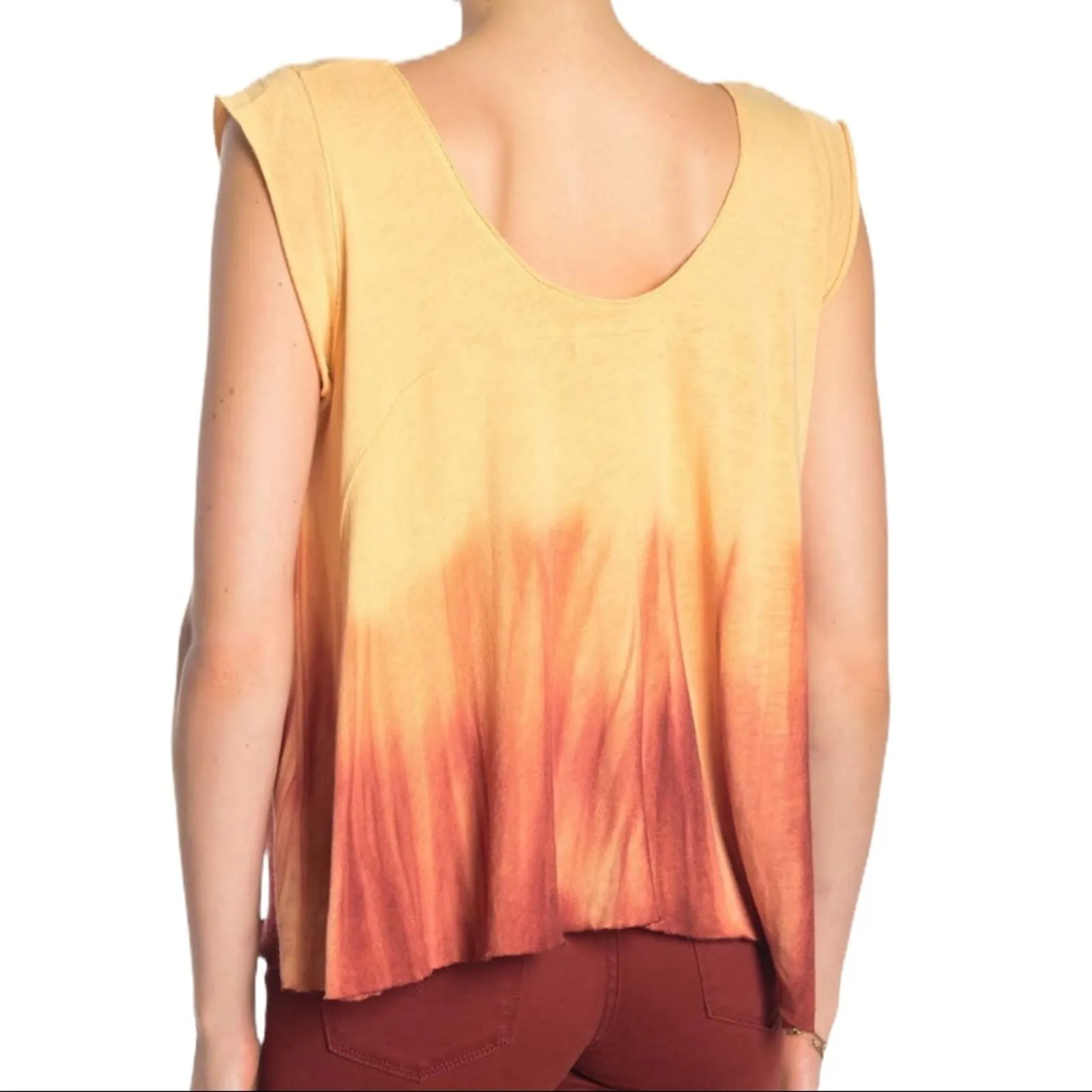 Free‎ People orange tie dye sleeveless scoopneck M - Image 2