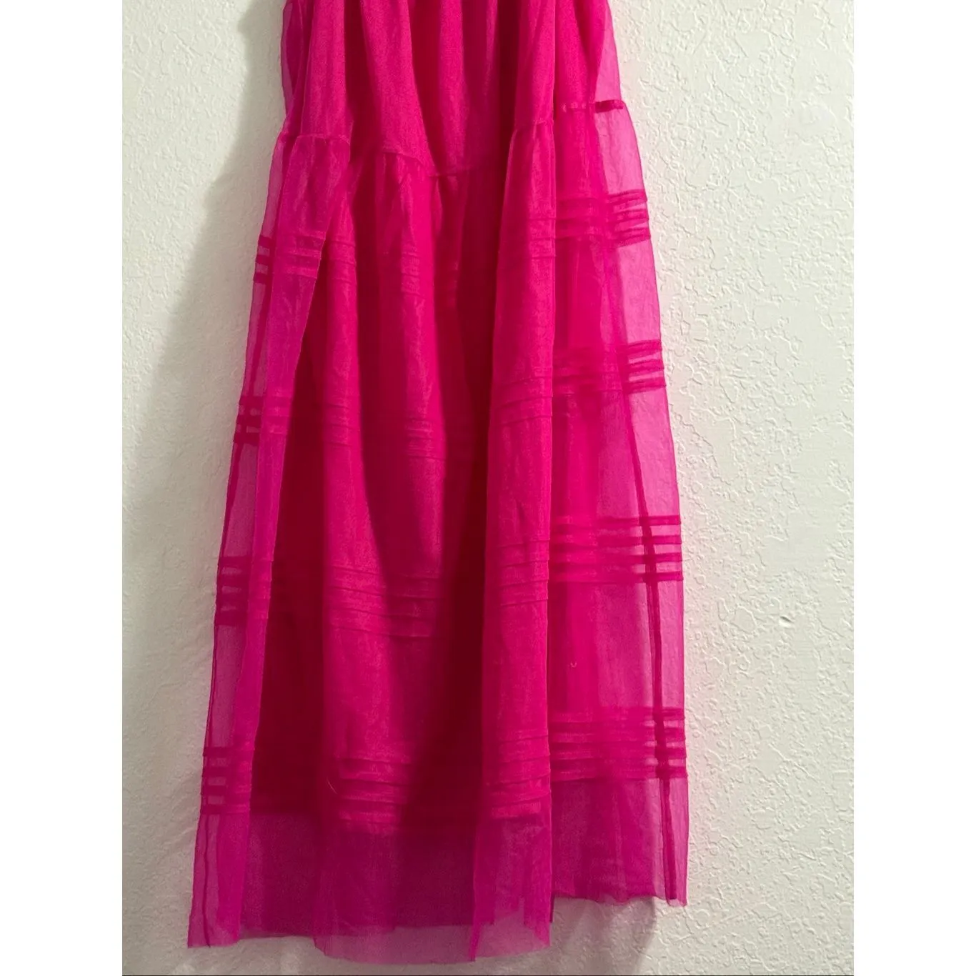 ASOS Maxi Cami Tier Dress hot pink Barbie rocker 14 coquette - Image 2