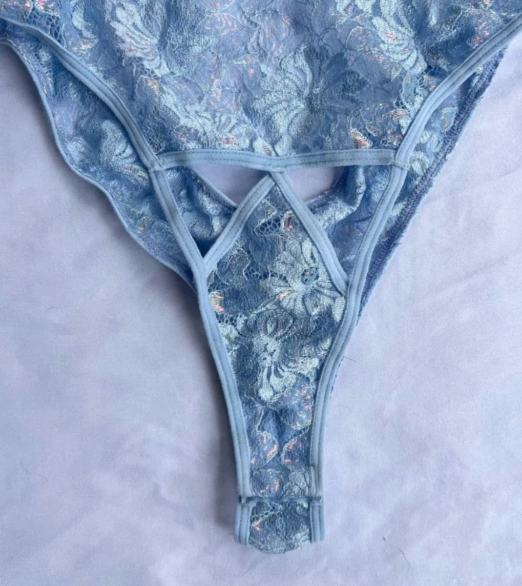iridescent blue lingerie bodysuit Size L - Image 5