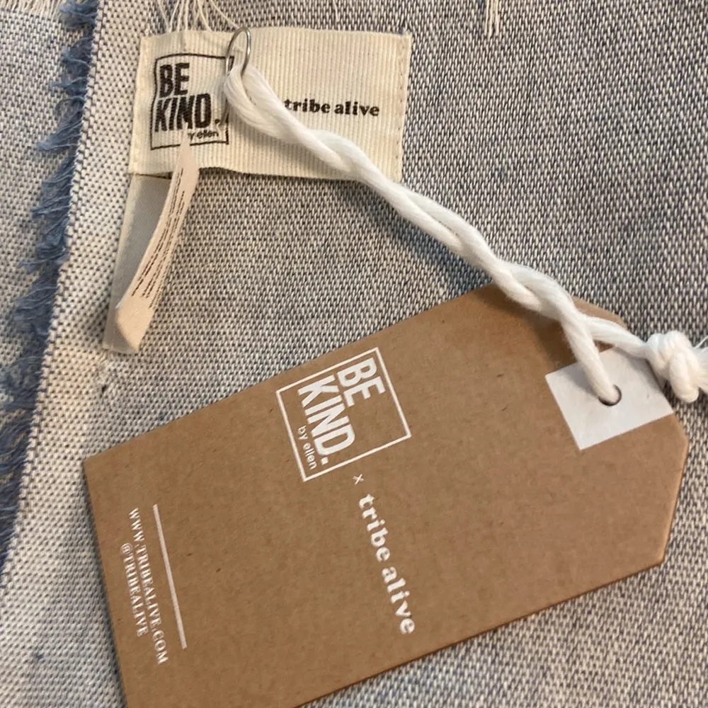 BE KIND Striped Gray Scarf 100% cotton length 76” wide 21” brand new - Image 2