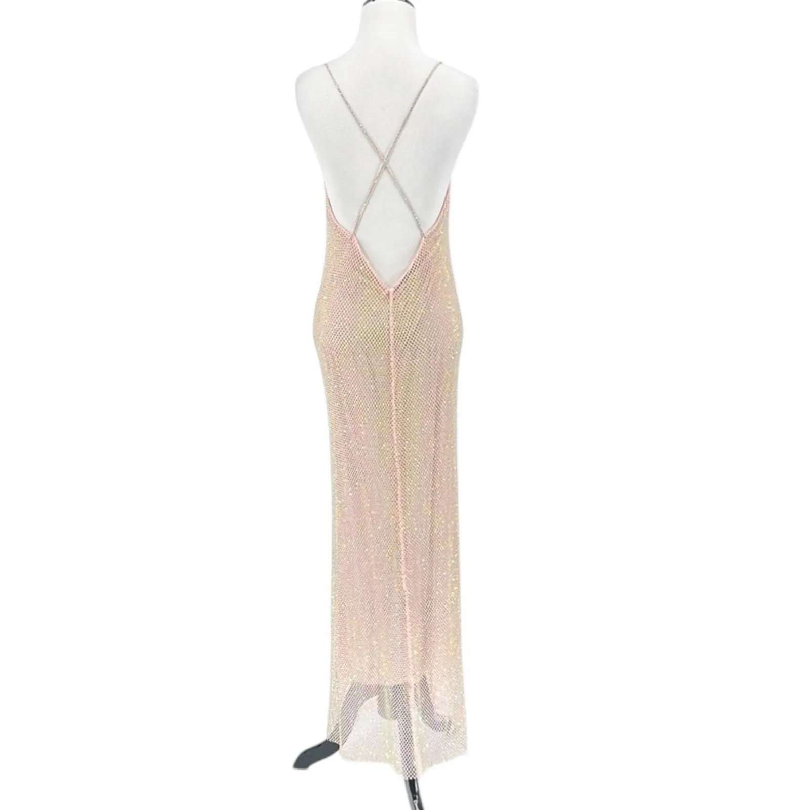 LoveShackFancy Calvert Beaded Crystal Embellished Mesh Maxi Dress Size 4 - Image 9