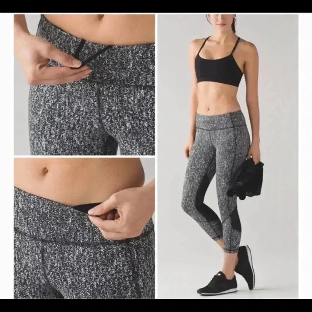 Lululemon Pace Rival Crop 
Power Luxtreme Suited Jacquard Black White 10 - Image 4