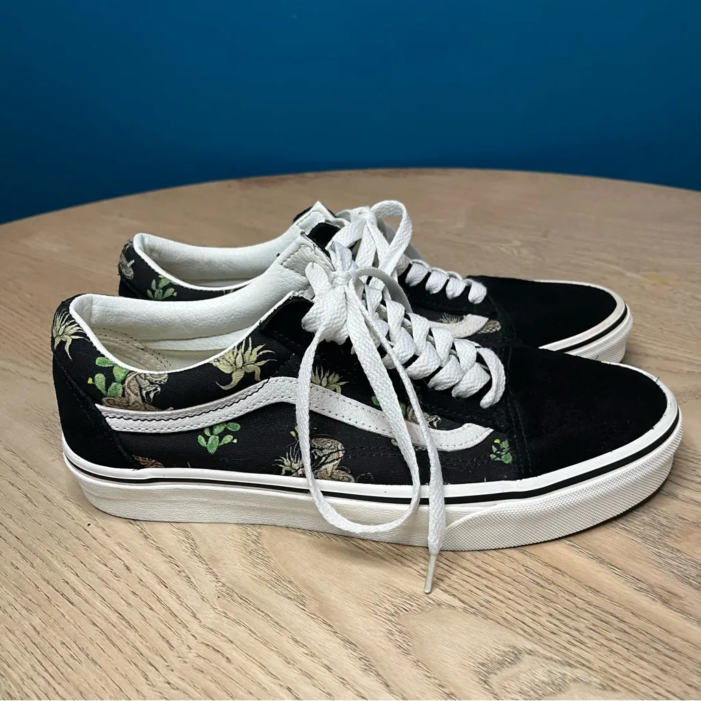 VANS Old Skool Desert Snake Black White Canvas Suede Sneakers Mens 7.5 Womens 9 - Image 2