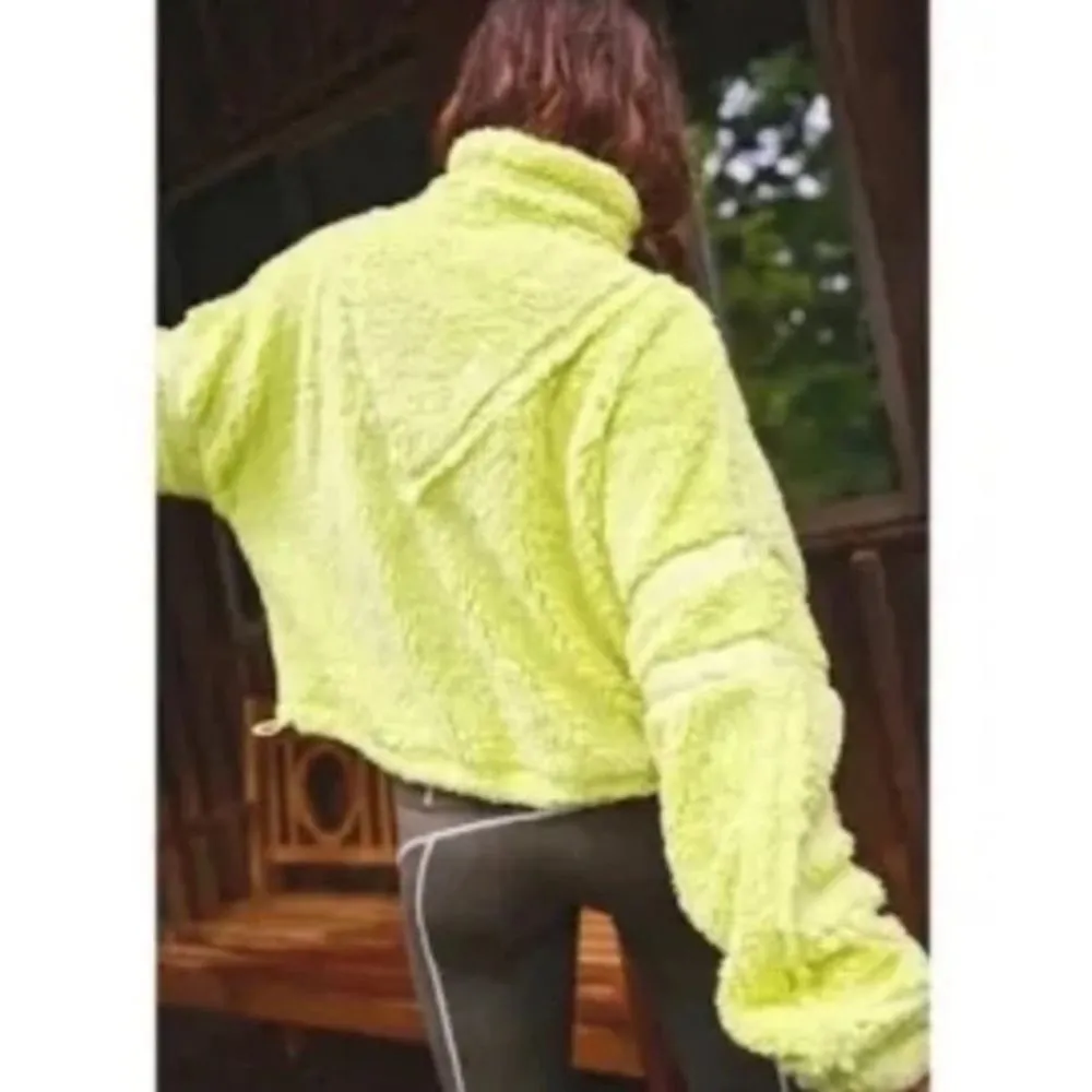 Free People Nantucket Quarter-Zip Fleece Yellow Oversized Pullover Jacket - Image 3