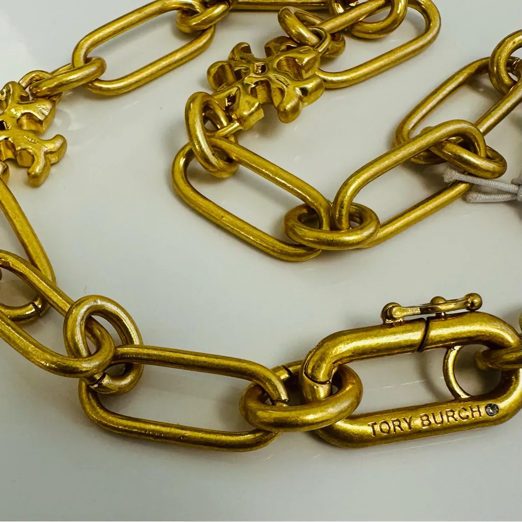 New Tory Burch Roxanne Link & Logo 15” Choker Necklace in Gold-Tone, with Tag - Image 8