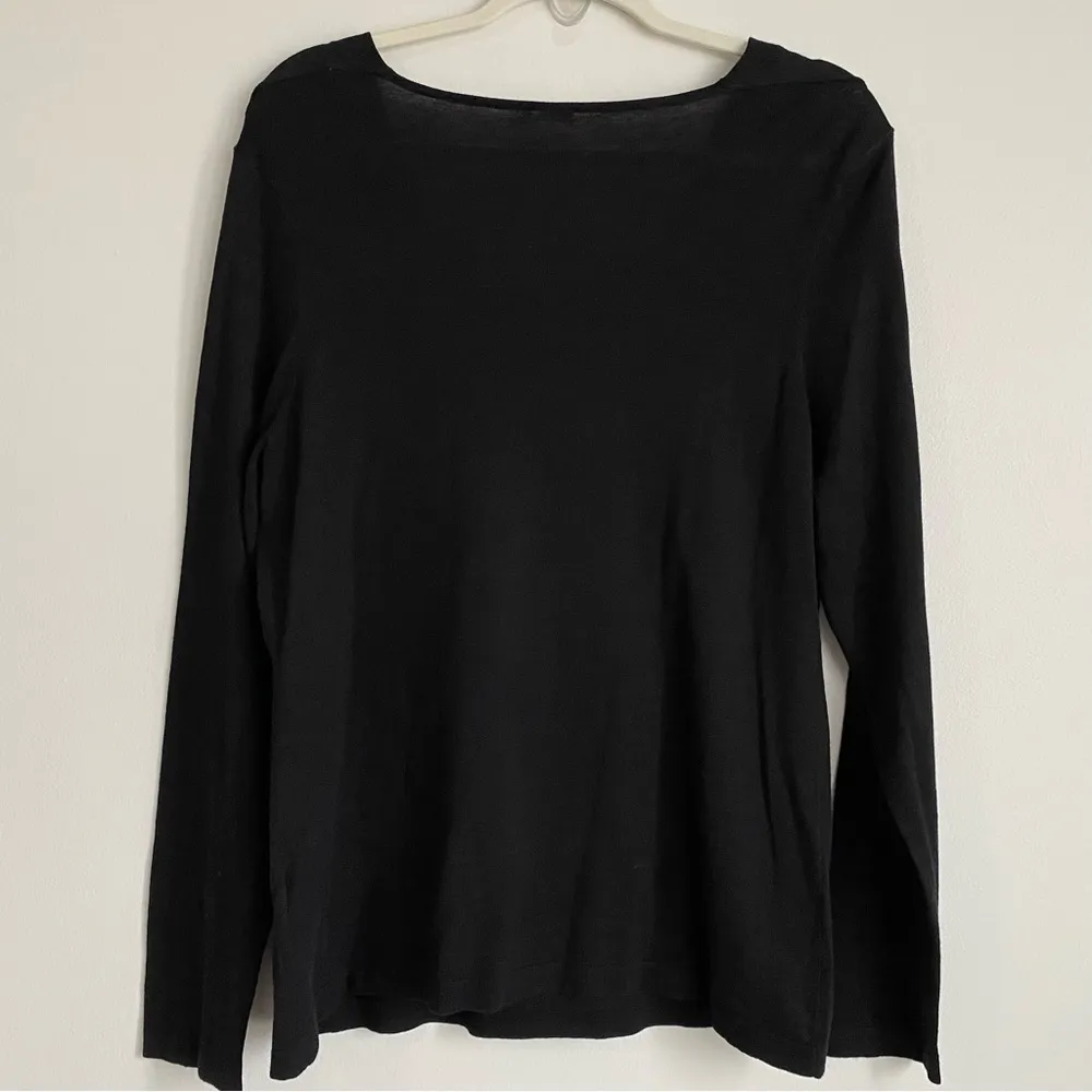 J. McLaughlin Corinne Drape Collar Neck Pullover Lightweight Sweater Black Sz XL - Image 3