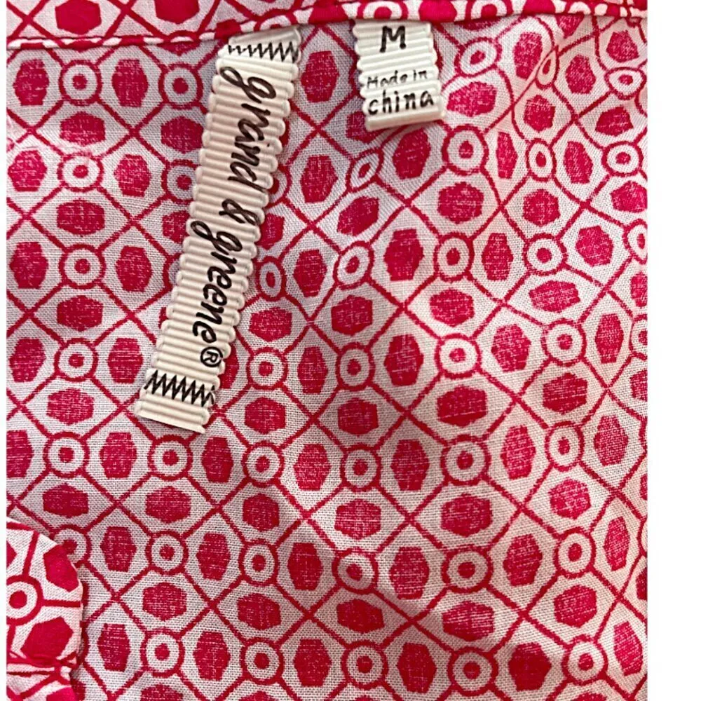 Grand and‎ Green Rayon Long Sleeve Tunic Flowy Patterned Blouse Size M - Image 2