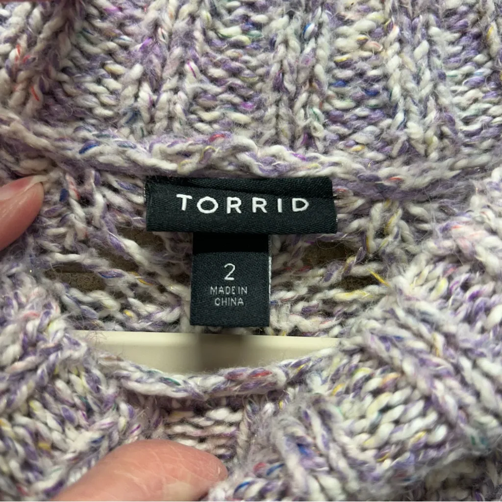 Torrid  Purple Sweater Pullover Turtleneck Pointelle Space Dye Womens Plus Size 2 - Image 5