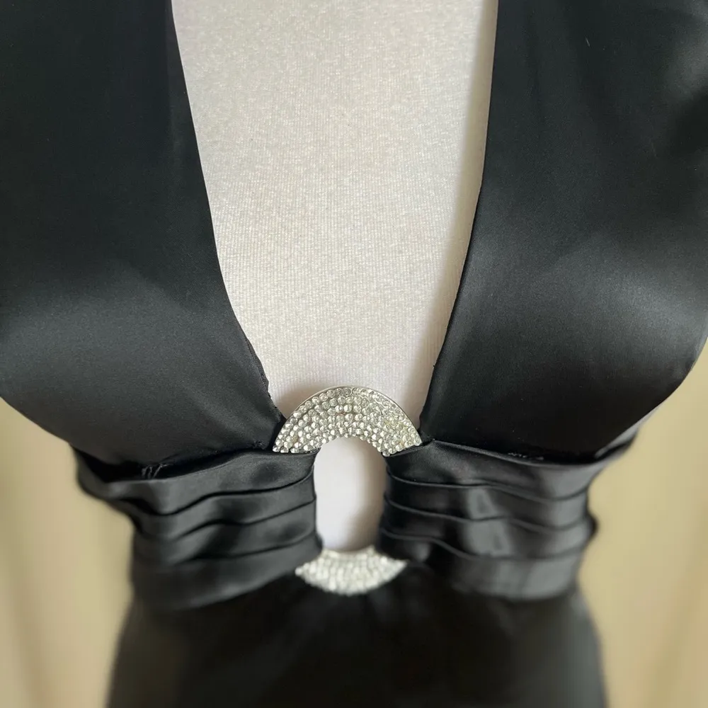 Cache vintage 90s satin Halter dress black silk satin size 4/6 - Image 6