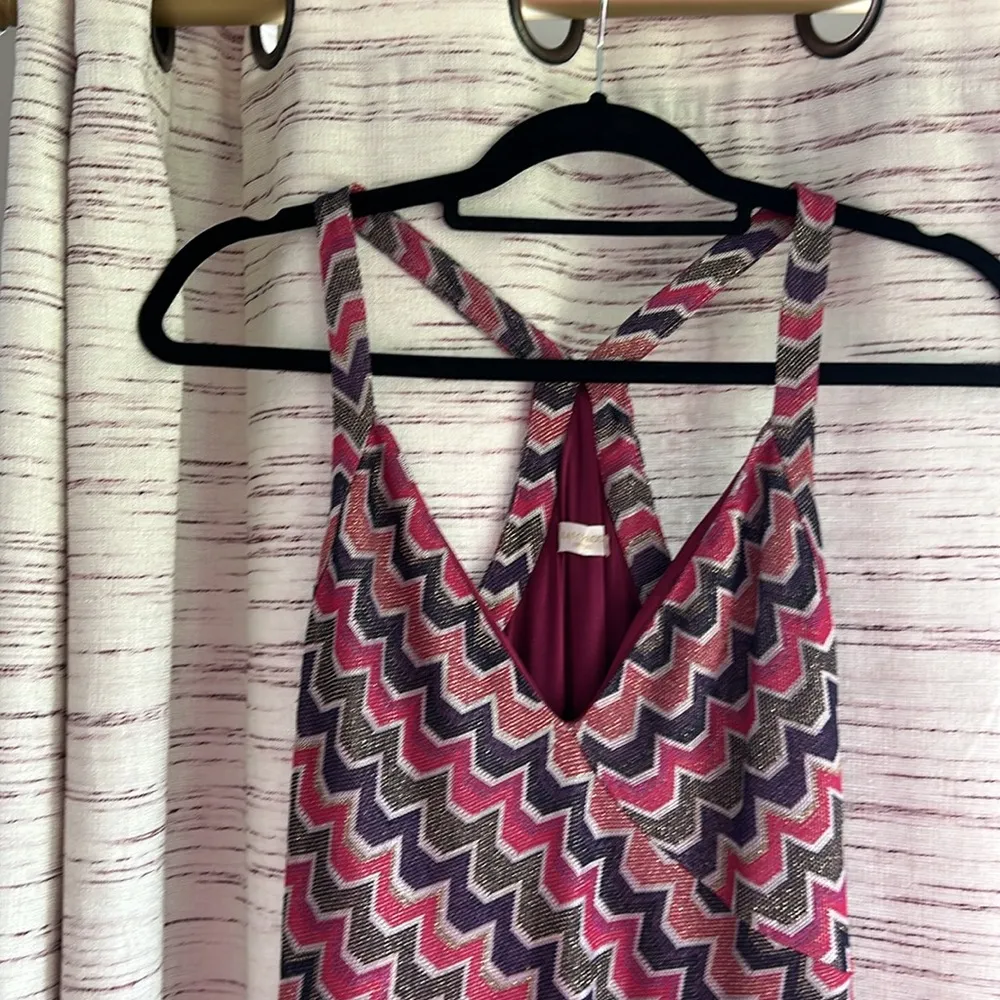 Ramy Brook Hadar Pink Metallic Printed V-Neck Maxi Dress Women's Size Small - Image 4