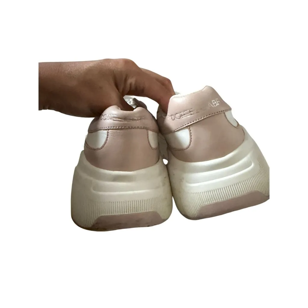 DOLCE & GABBANA Daymaster White Pink Leather Trainers Sneakers Size 37.5 / 7.5 - Image 5