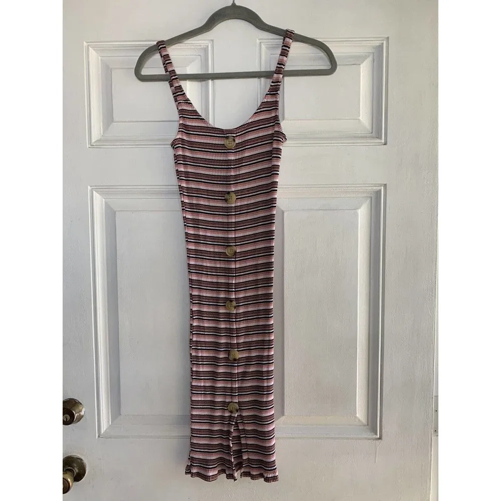 cotton on dress womens‎ Xs striped stretchy Pink Blue White Buttons - Image 2
