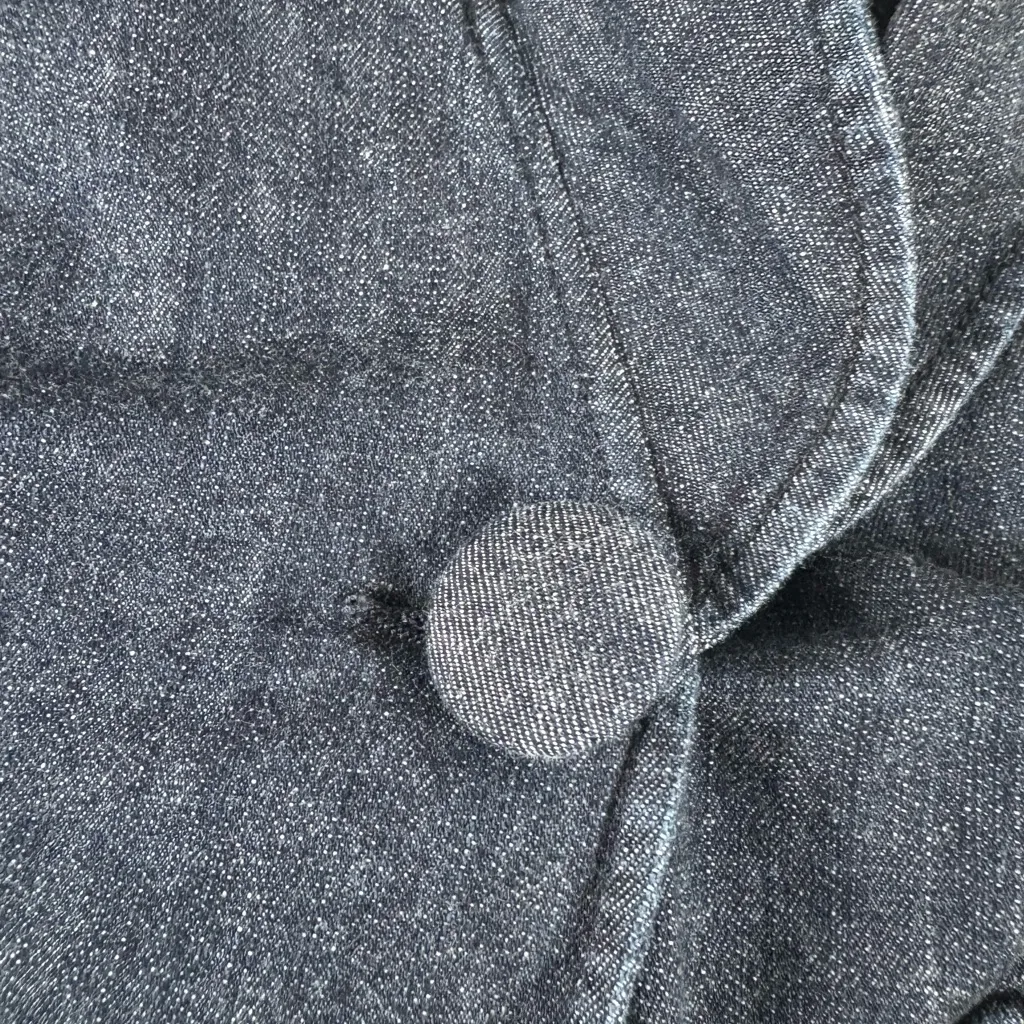 Jessica London Women's Sz 18W Blue Denim One Button Blazer With Ruffles - Image 6