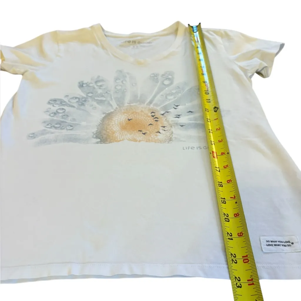 Life is Good Crusher Tee Shirt Daisy Flower Womens Size XS White - Image 8