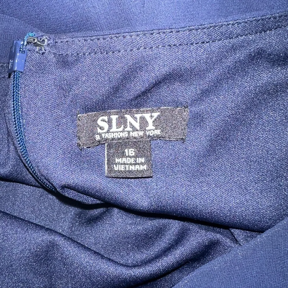 SLNY Fashion New York Blue Chiffon Rhinestone Dress - Image 5