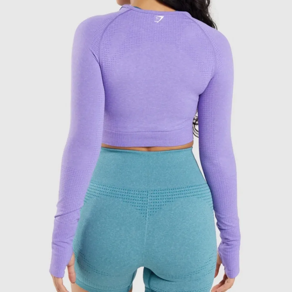 Gymshark Vital Seamless 2.0 Long Sleeve Crop Top Bright Purple Marl size XL - Image 3
