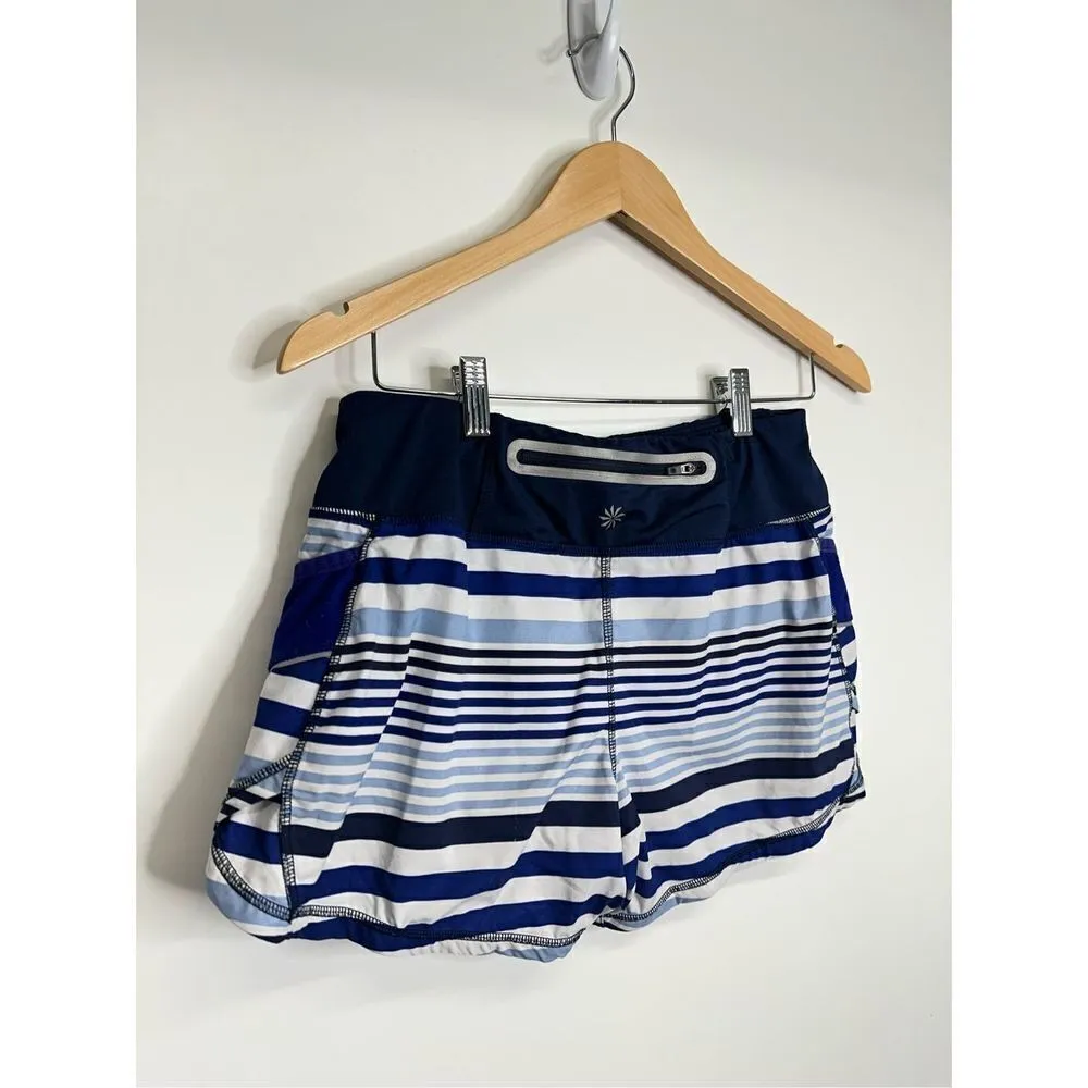 Athleta‎ Womens Athletic Striped Lined Blue/White Shorts Size XS - Image 2