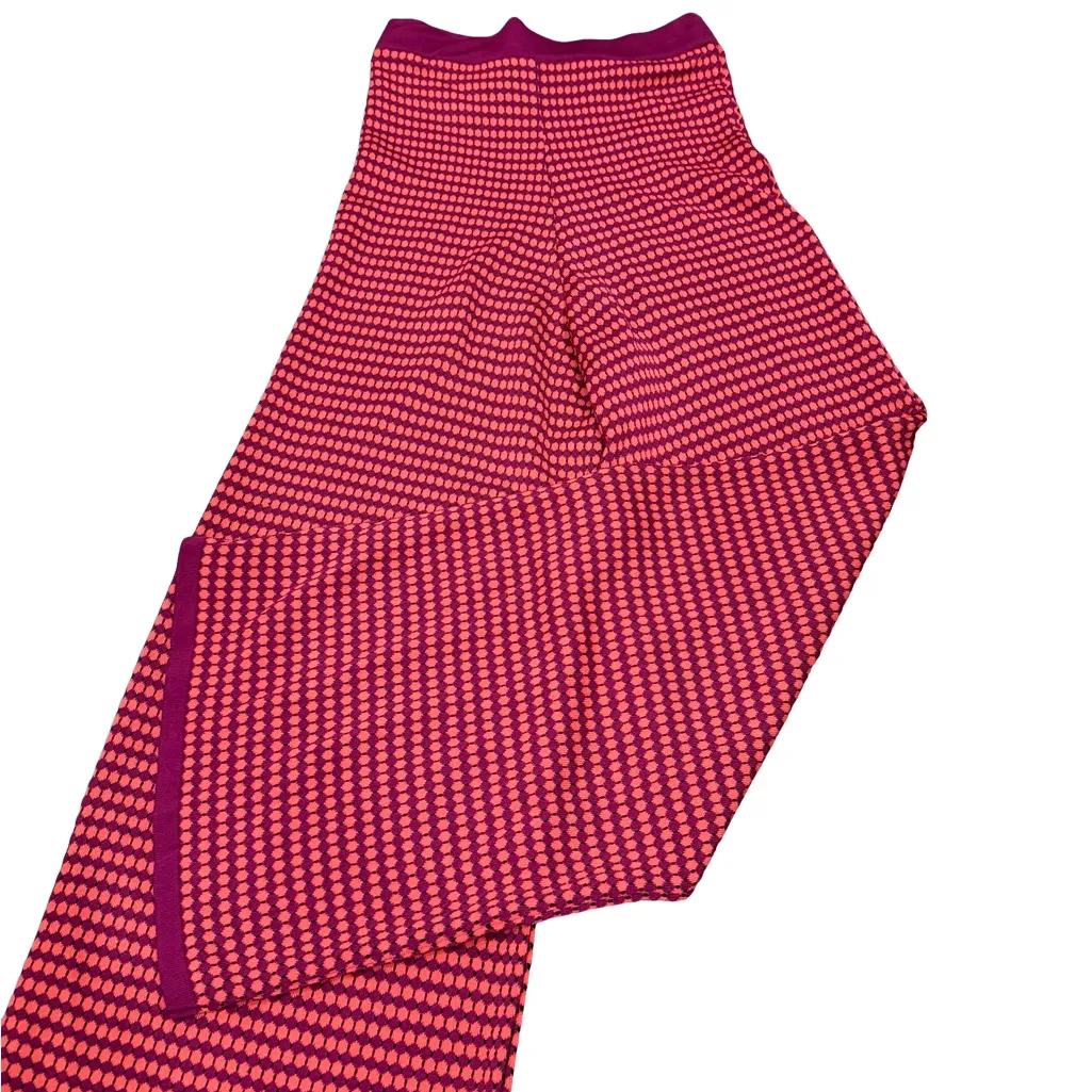 🌟 Zara Knit High-Waist Two-Tone Flared Pants Red & Purple Stretchy | Size Small - Image 4