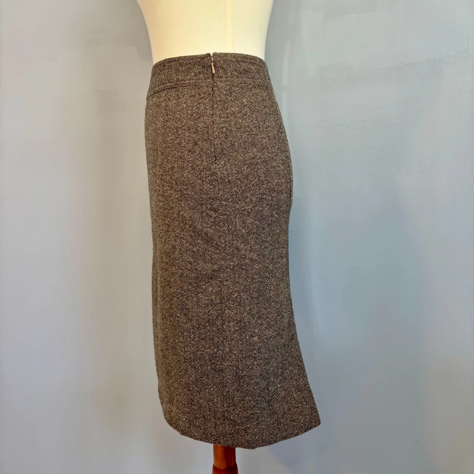 VTG Y2K Gap Brown Tweed Wool Blend Pencil Skirt Poetcore Neutral, Women's Size 4 - Image 4