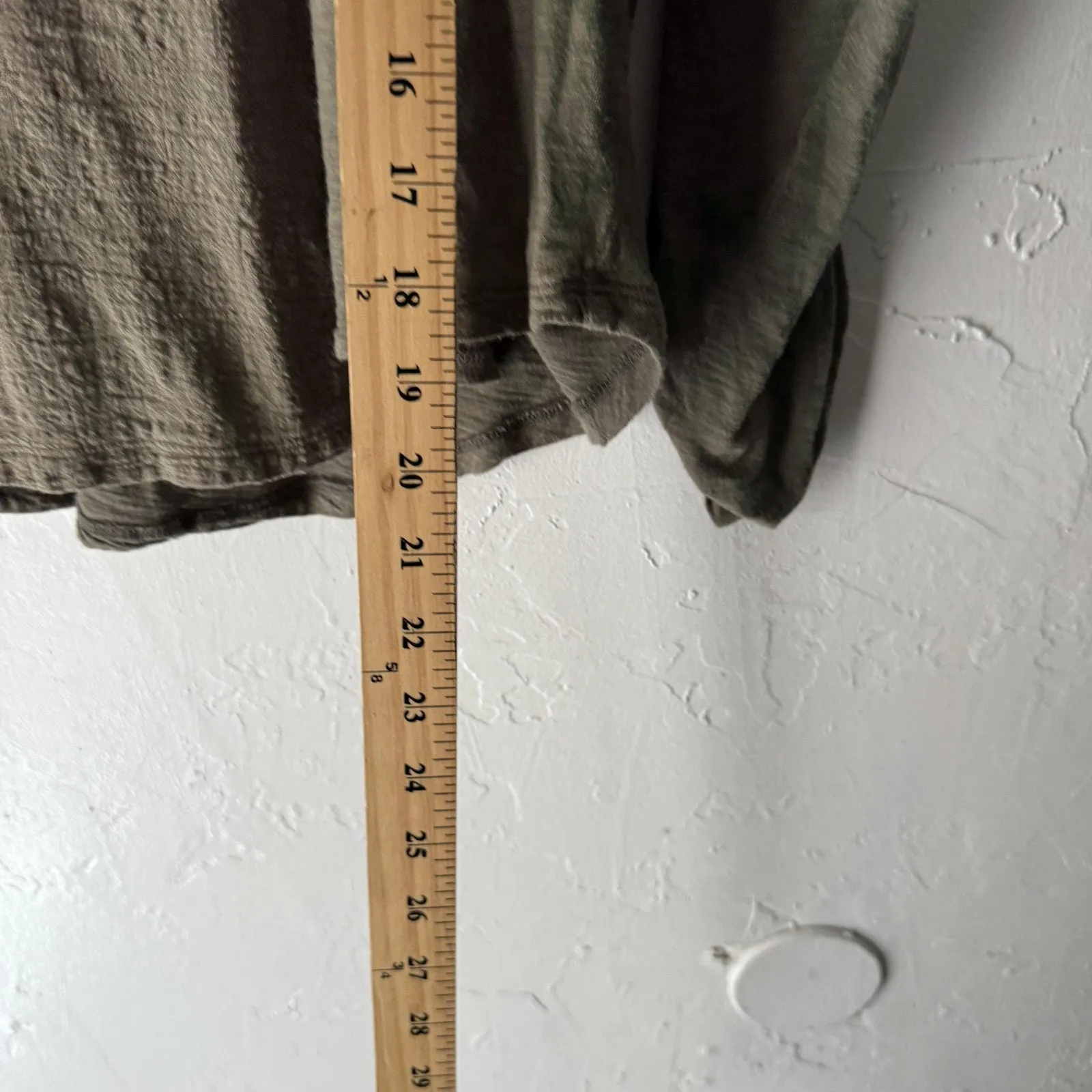 Lucky Brand Shirt Womens Small Olive Green Button Front Long Sleeve Textured Top - Image 6