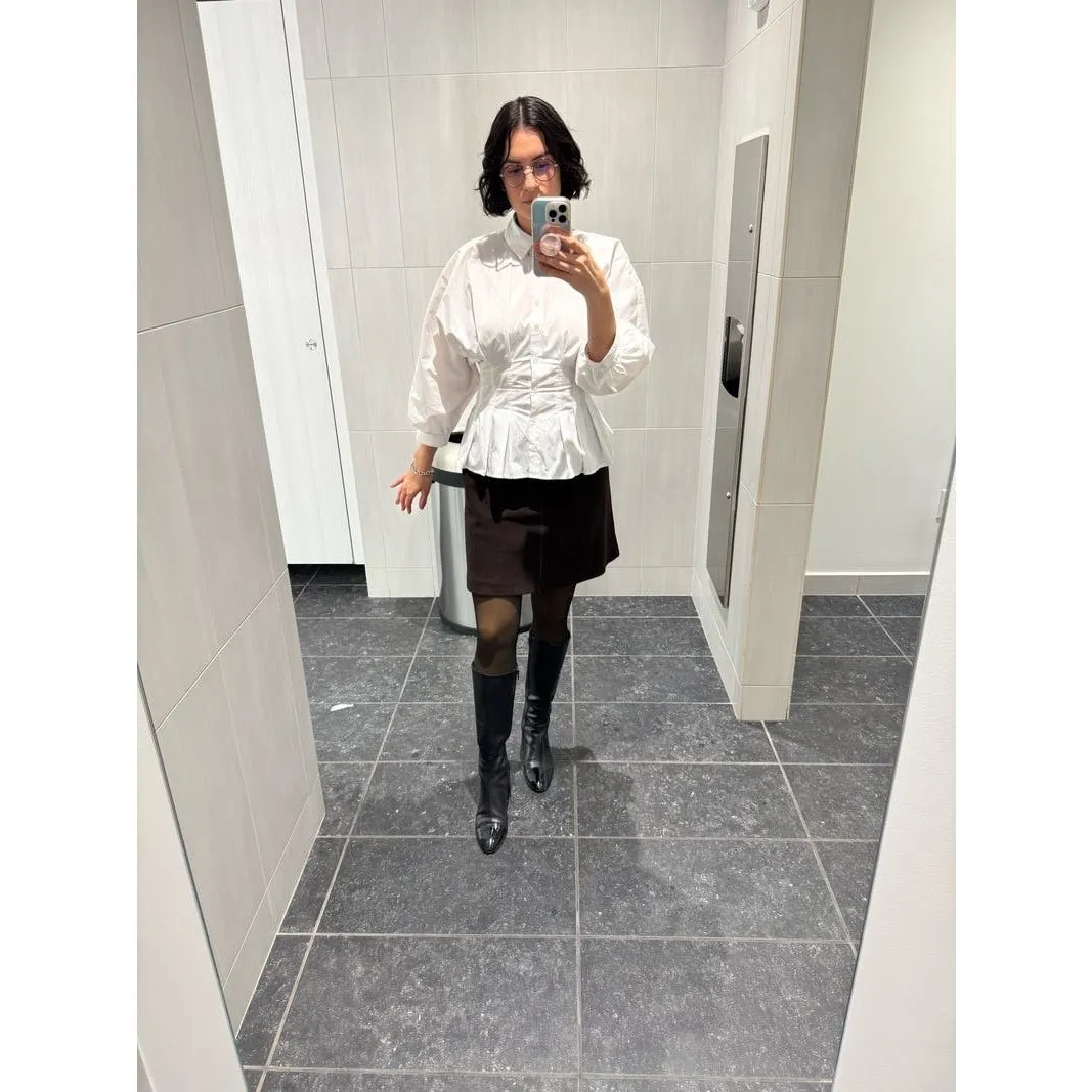 NATORI White Cotton Blend Collared Front Button Techno Poplin Top Size 8 - Image 14