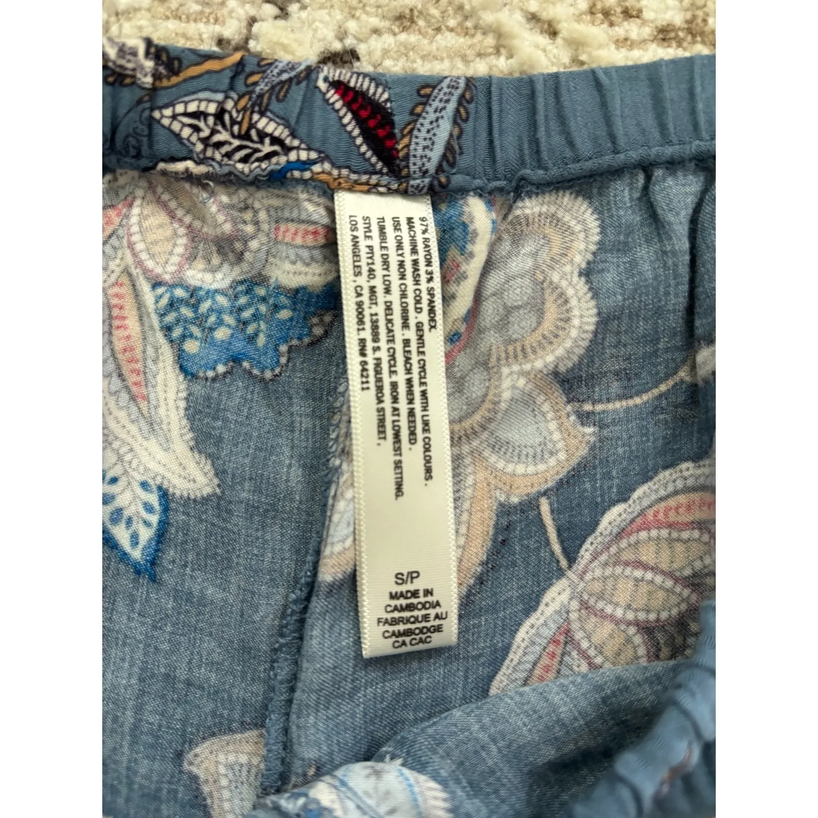 In Bloom by Jonquil Pajama Set Womens Small Blue Paisley Soft Knit Cozy‎ Luxury - Image 9