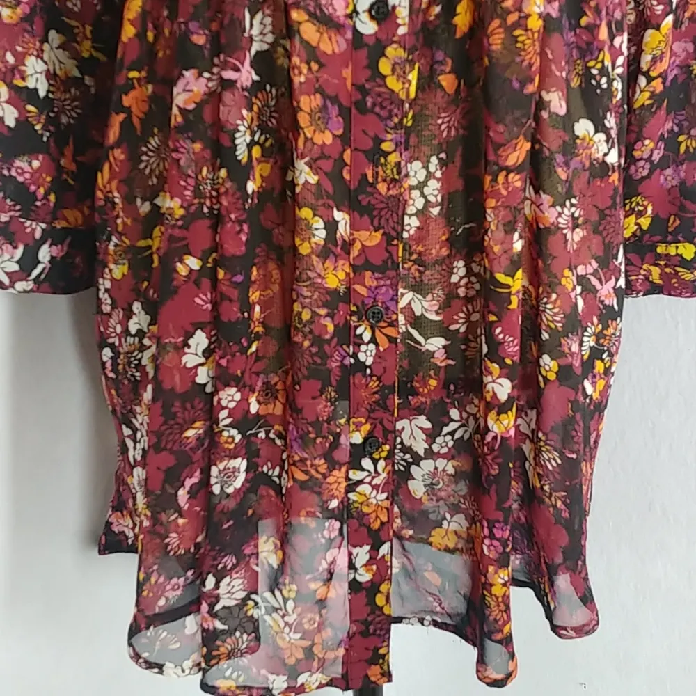 Bongo Sheer Floral Button Shirt Blouse - Image 3