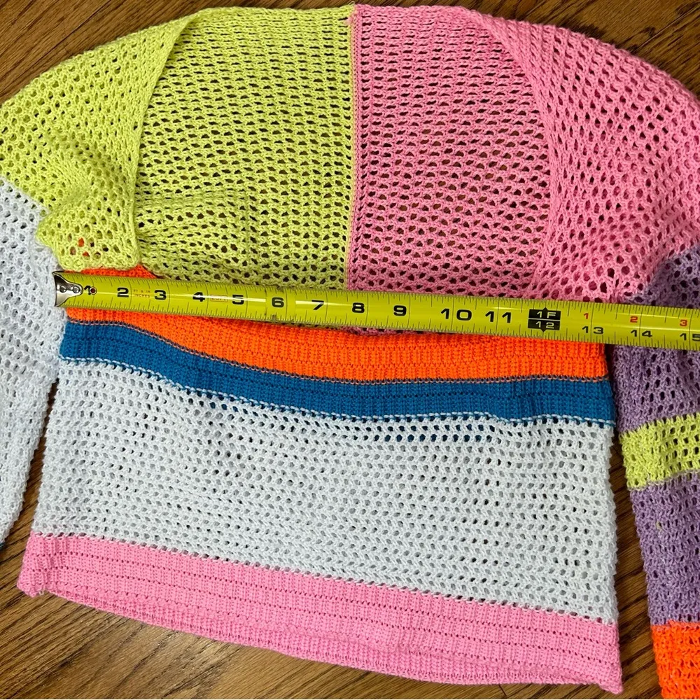 Neon Crocheted Cropped Sweater Pink - Image 6