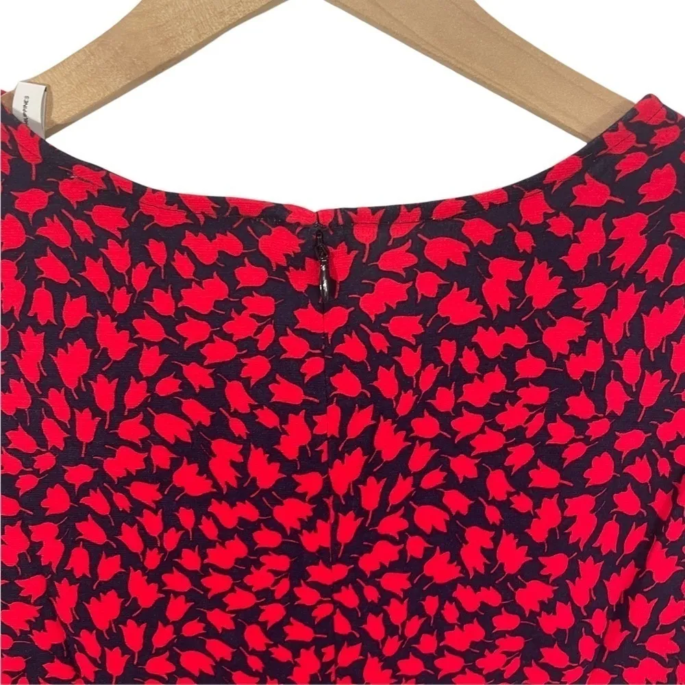 Lark & Ro Red Floral Ruffle Sleeve Fit/Flare Dress Blue Size 0 - Image 8