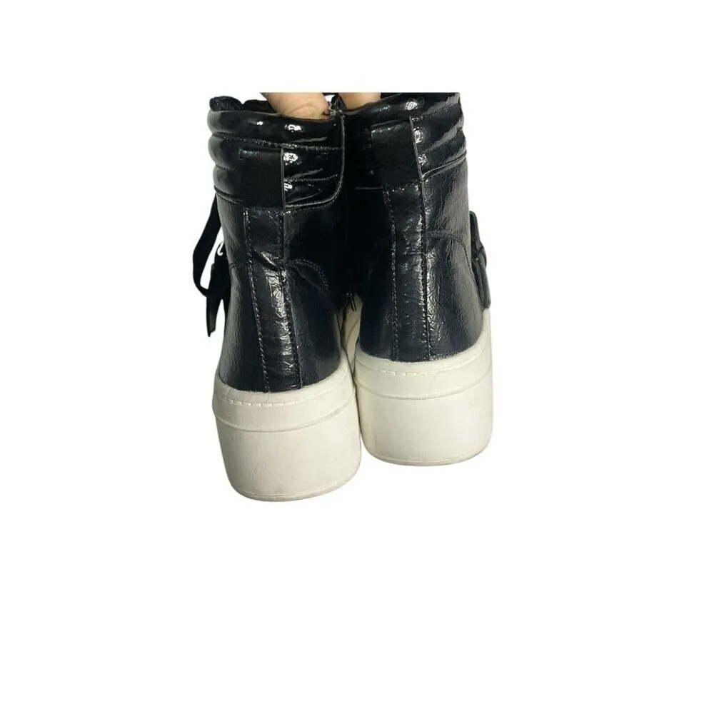 GIANNI BINI Kophie Patent Crinkle Rhinestone Buckle High Top Sneakers Size 6 - Image 3