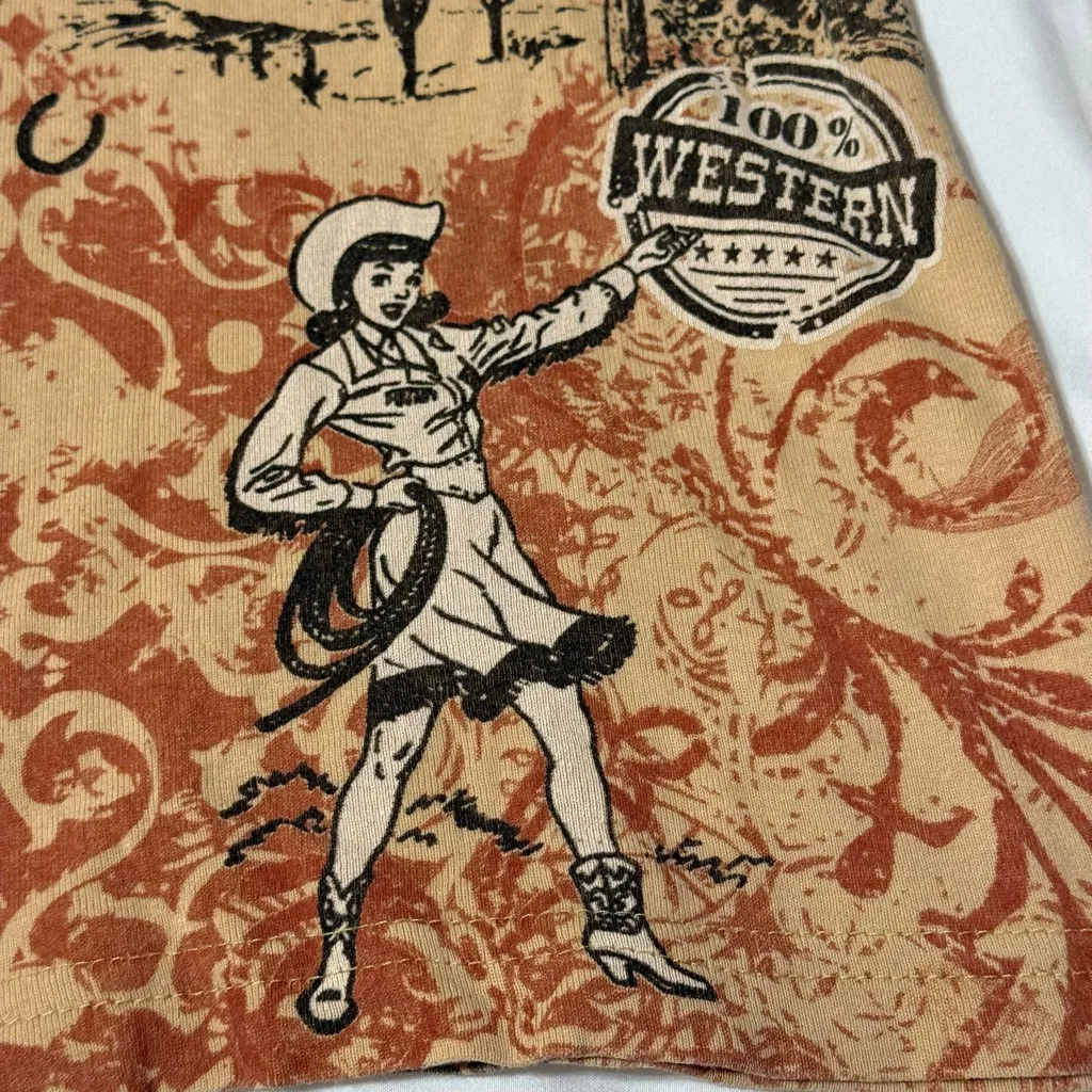 Western Cowgirl Rhinestone Top S Tan - Image 4