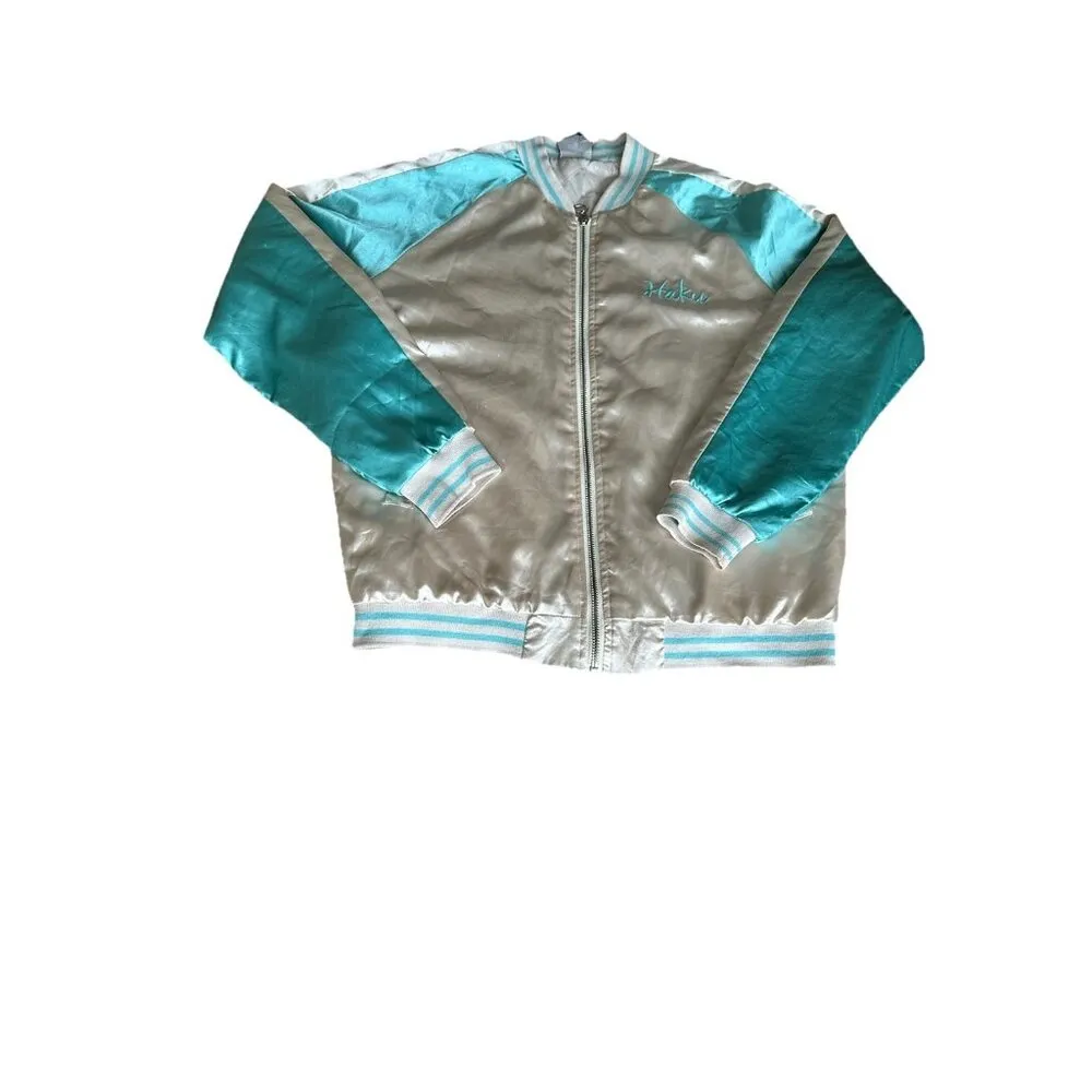 Studio Ghibli Spirited Away Haku Dragon Bomber Jacket Sz M Embroidered Satin Blue Size M - Image 12