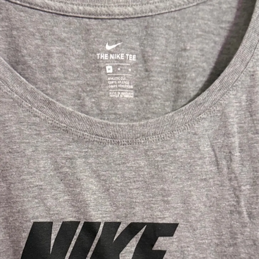 Nike Gray Cotton Blend Short Sleeve Crew Neck Logo T Shirt Top Womens Medium - Image 2