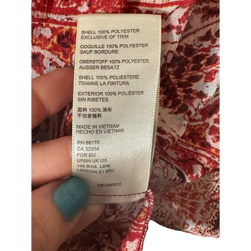 Free People Lorraine Tiered Kimono Top In Mustard Combo Size Medium Tunic #CC3-7 - Image 8