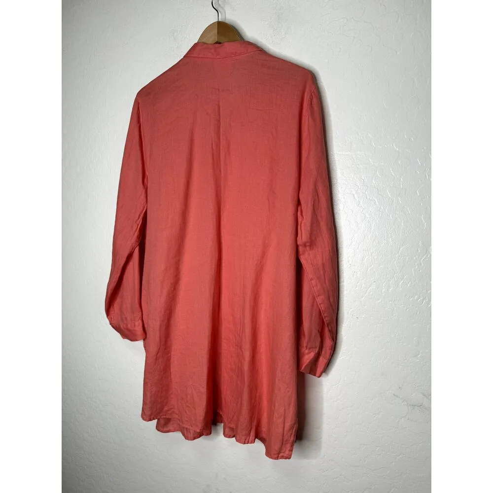 J. Jill Love Linen Sze XL Womens Button Down Long Sleeve Shirt Salmon Minimalist - Image 4