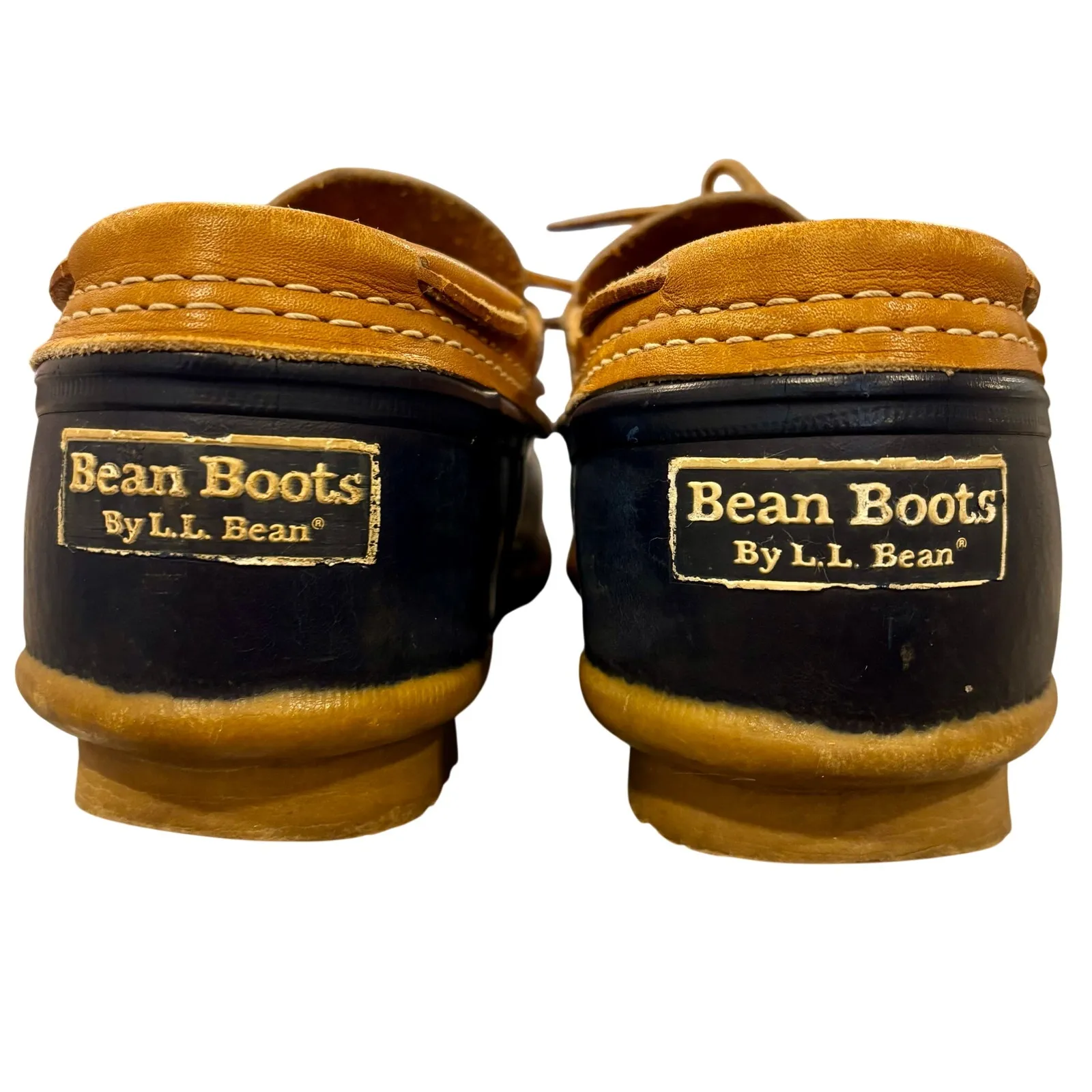 VTG L.L.Bean Bean Boots Navy Tan Rubber Moc Duck Boots, Women's Size 8 - Image 2