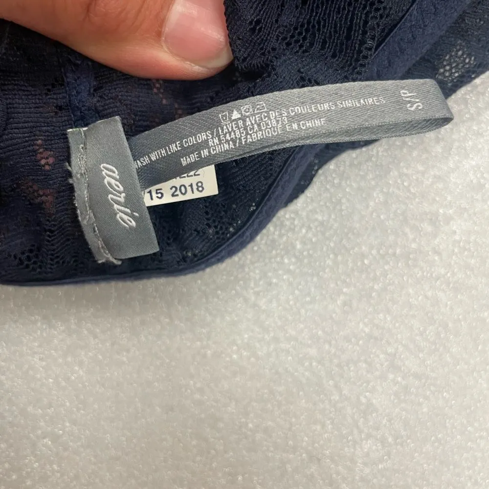 Bundle of Aerie Blue Lace Bralettes Bandeau and High Necklace - Image 8