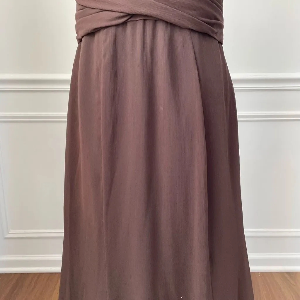 Wtoo Chocolate Brown Formal Gown Bridesmaid Dress Open Back Halter 6 - Image 4
