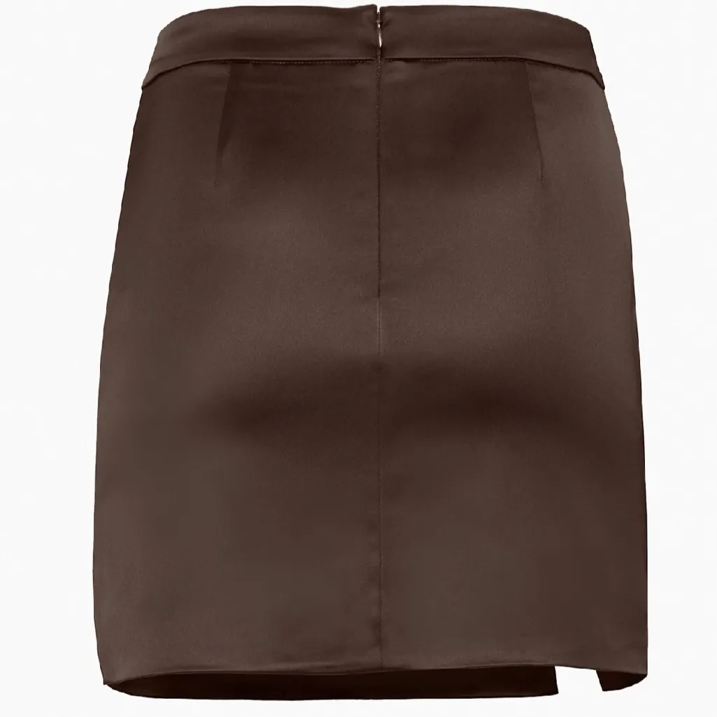 Aritzia Wilfred Patio Satin Mini Skirt in Rich Mocha Brown size 00 $98 - Image 7