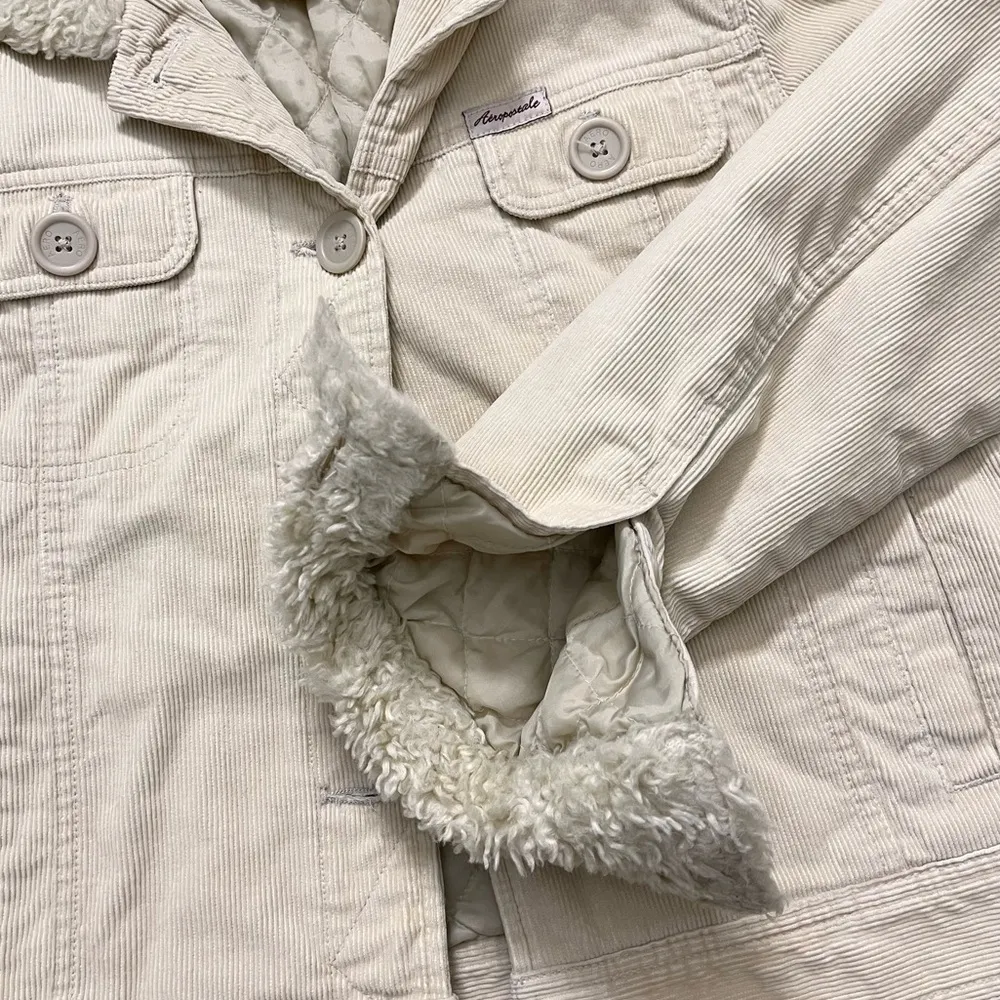 Vintage Aeropostale Corduroy Jacket Coat Faux Fur S Small M Medium - Image 5
