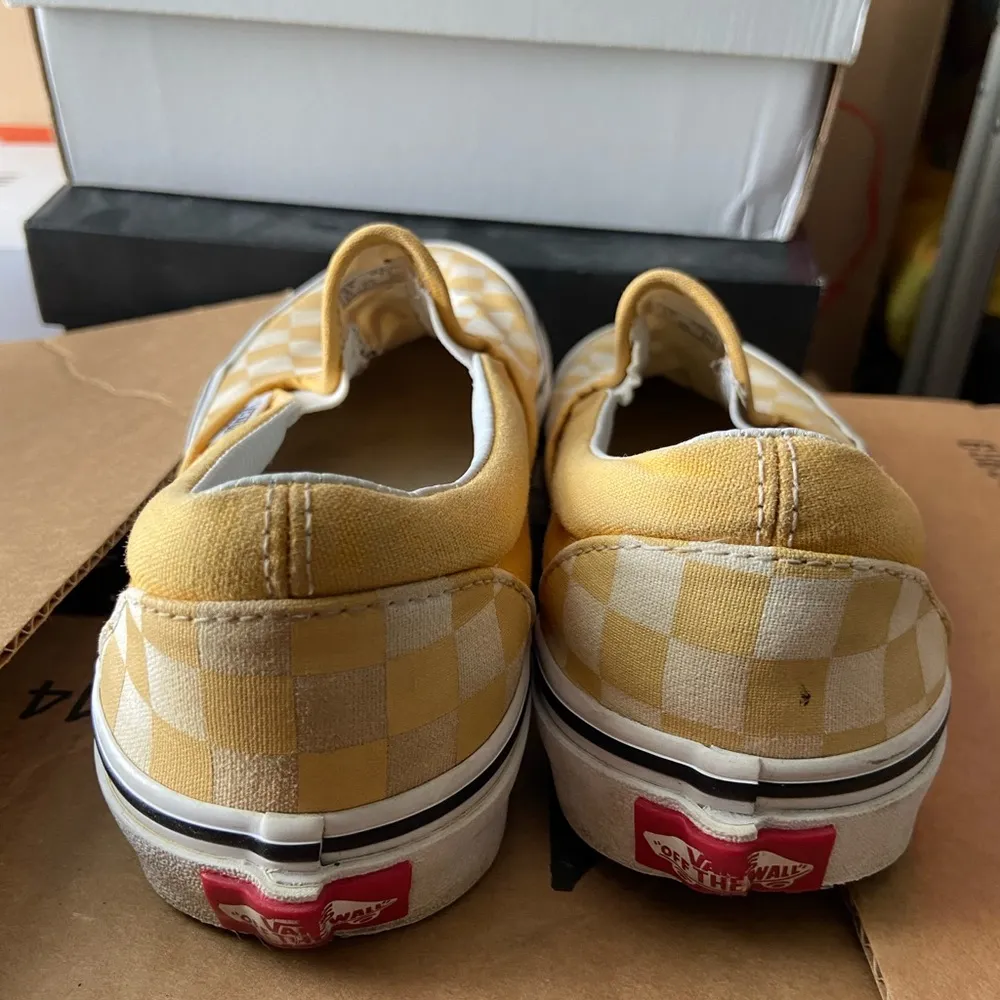 Yellow Checkered Slip On Vans - Image 3