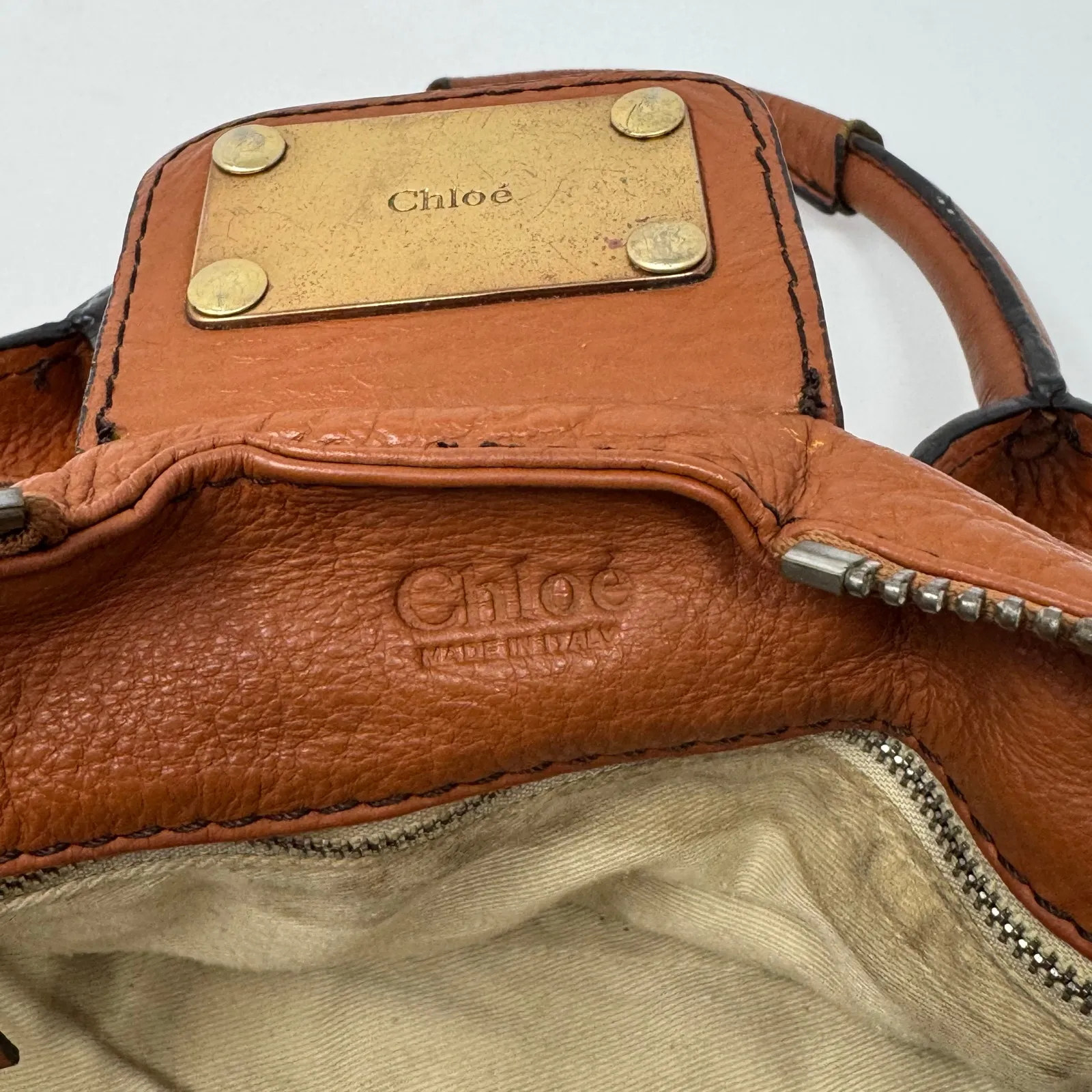 Chloe Paddington Brown Leather Satchel Bag with Padlock - Image 5