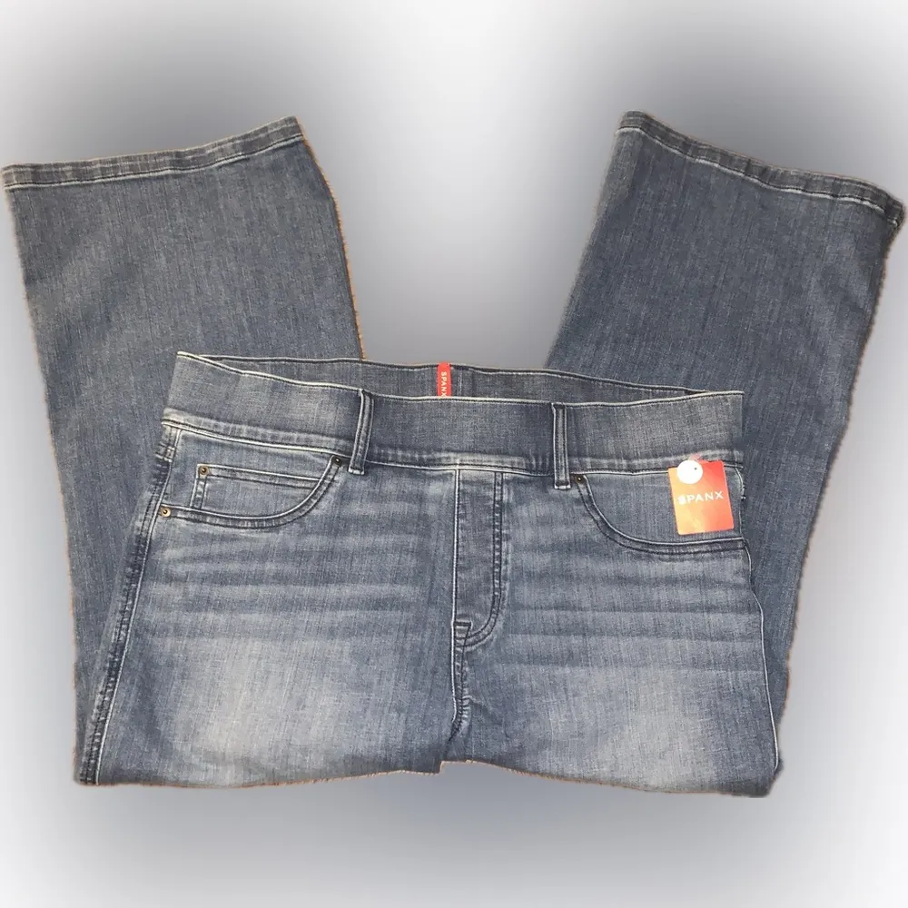 SPANX Shape Everywear Cropped Kick Flare Denim Pants Jeans Vintage Indigo 2X Pet - Image 11