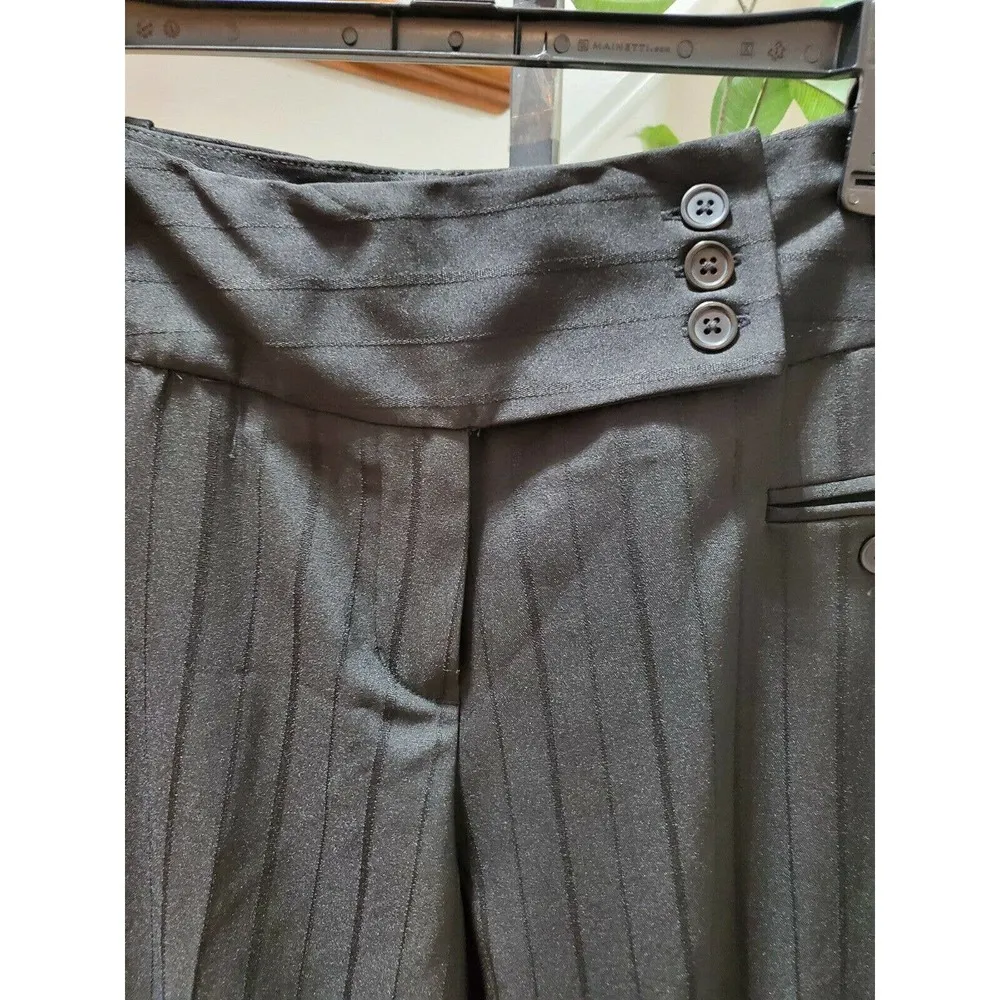 Larry Levine Women Black Polyester & Rayon Mid Rise Straight Legs Dress Pants 6 - Image 2