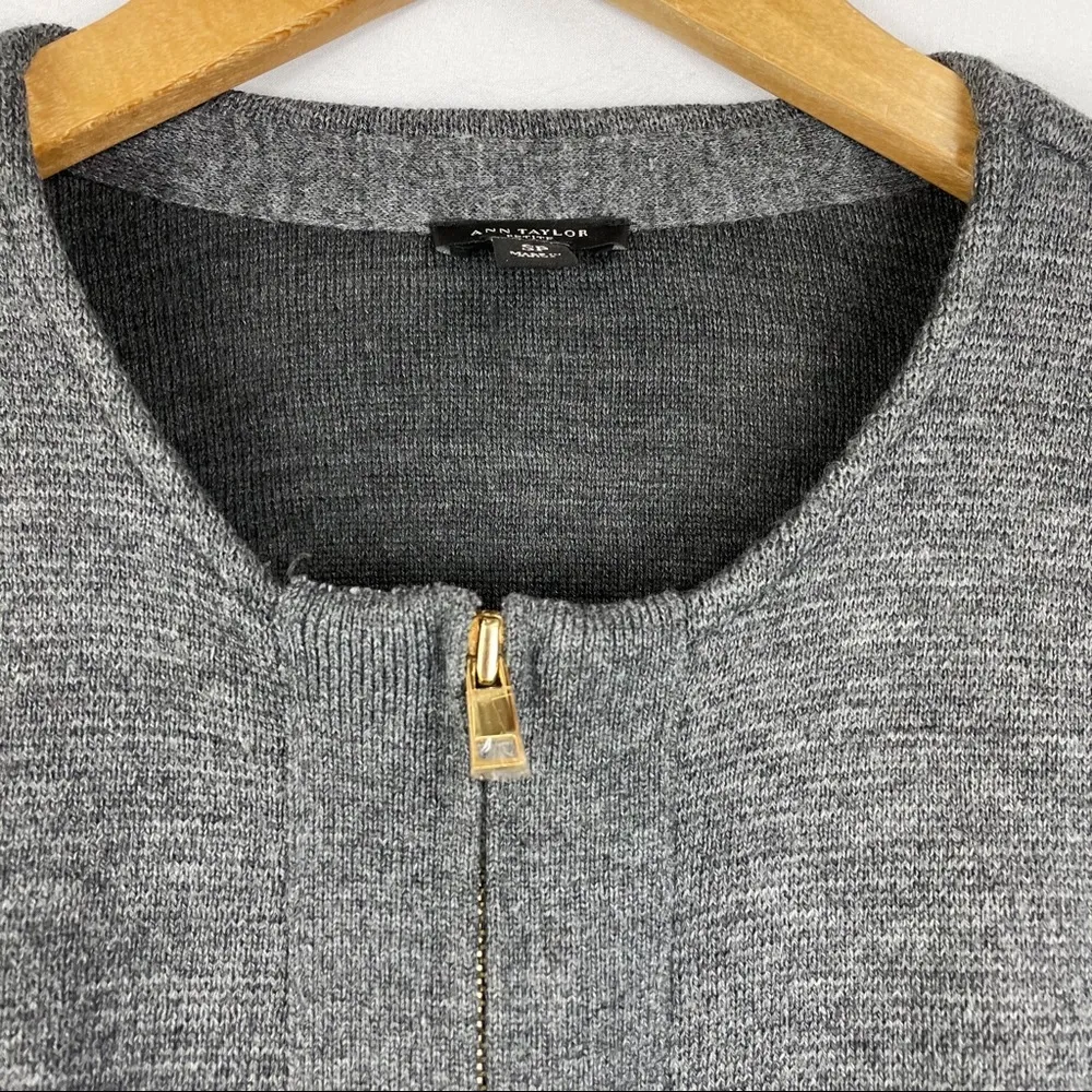 Ann Taylor Wool Blend Grey Zip Up Sweater Cardigan - Image 4