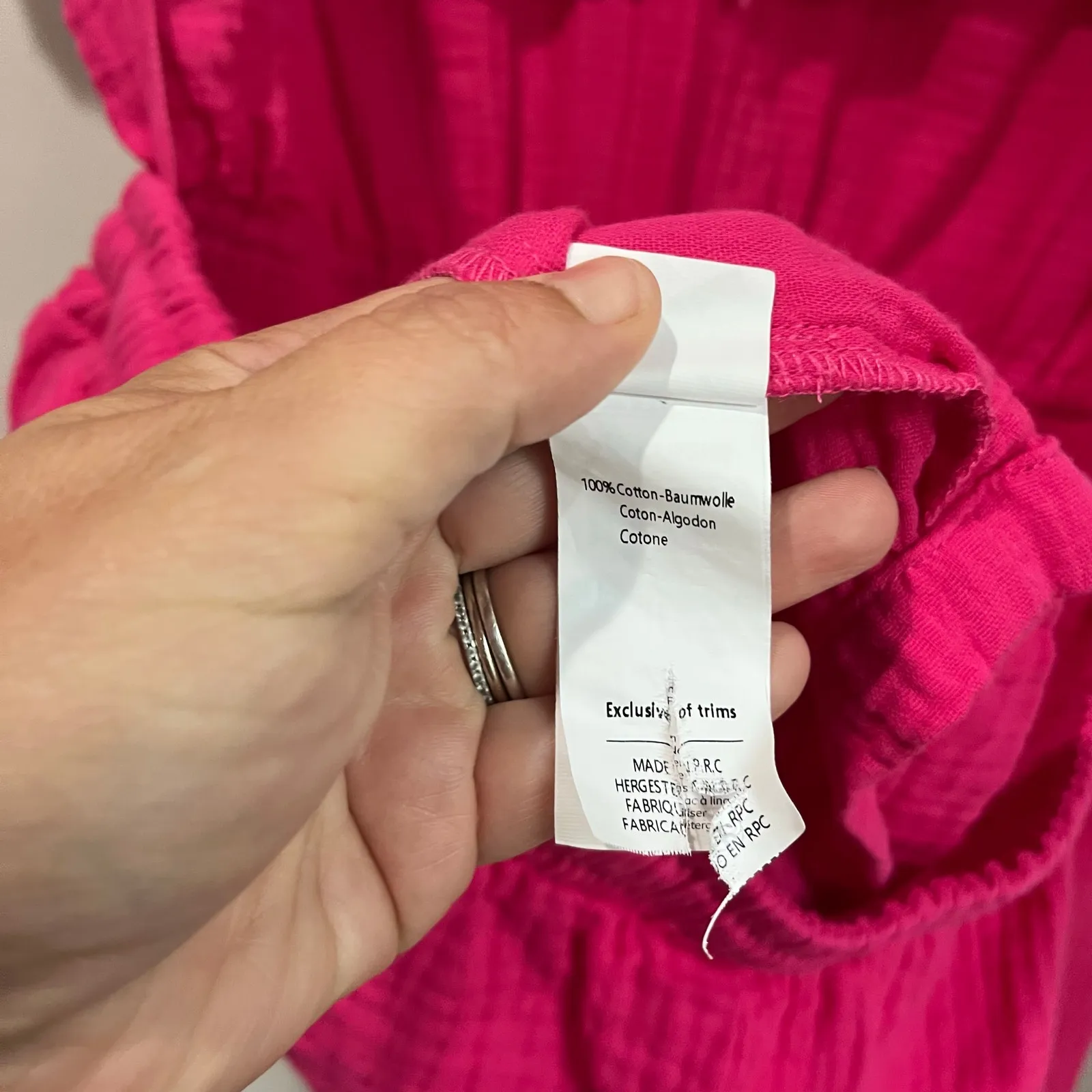 Cupshe Pink Collard V Neck Pink 100% Cotton Gauzey Lightweight Romper Sz L - Image 8