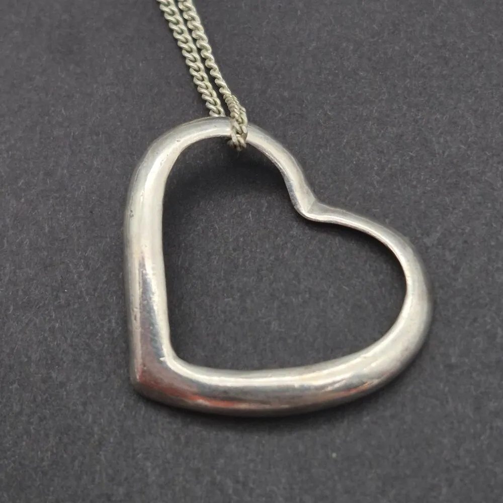Vintage Sterling Silver Chain and Open Heart Pendant Necklace 18" Valentine Gift - Image 7
