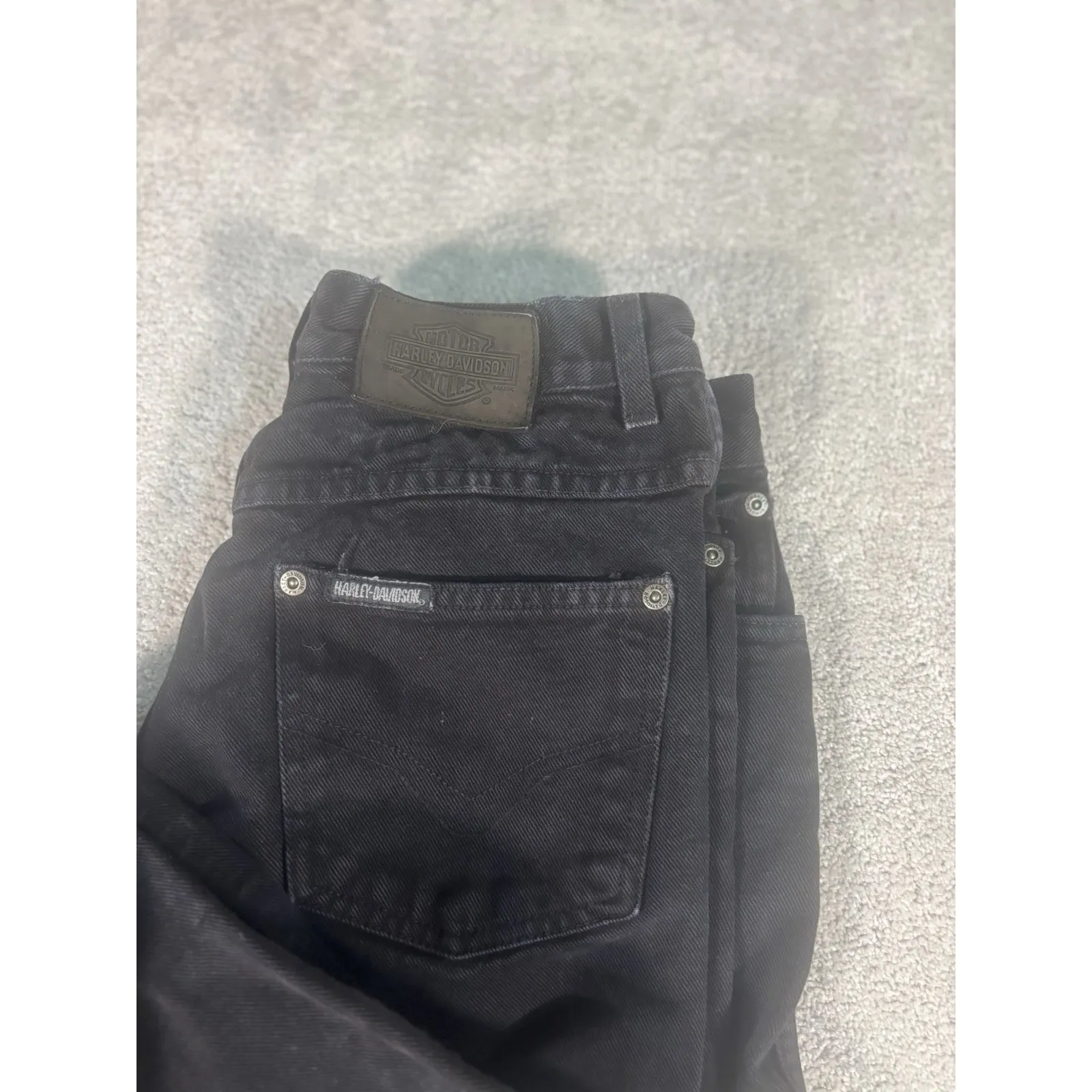 womens harley davidson jeans straight leg style Black size 6 Reg made in USA - Image 2