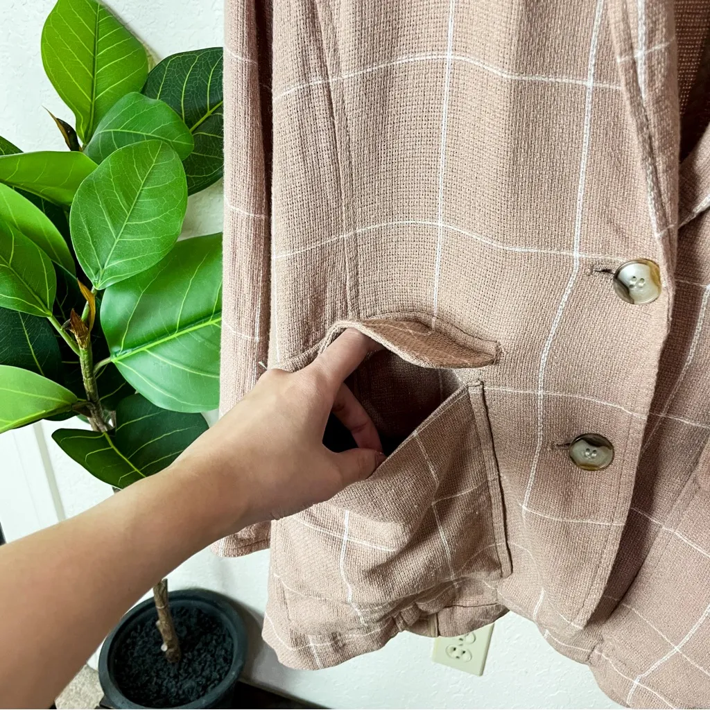 Madewell Breezewoven Larsen Blazer in Windowpane Size XS in Sandstone - Image 8